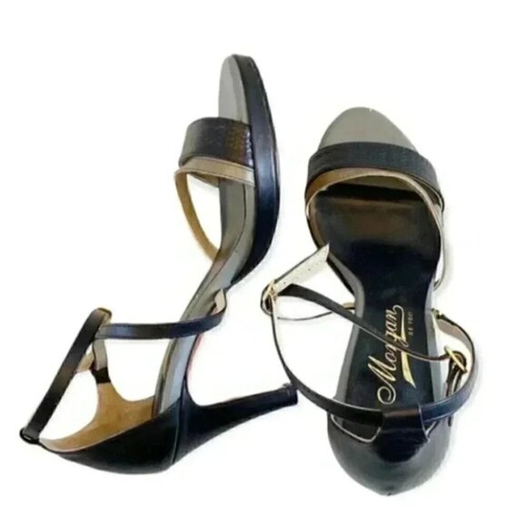 Morgan De Toi Strappy High Heel Sandals Ankle Strap Black Grey US 6.5 - Picture 8 of 16